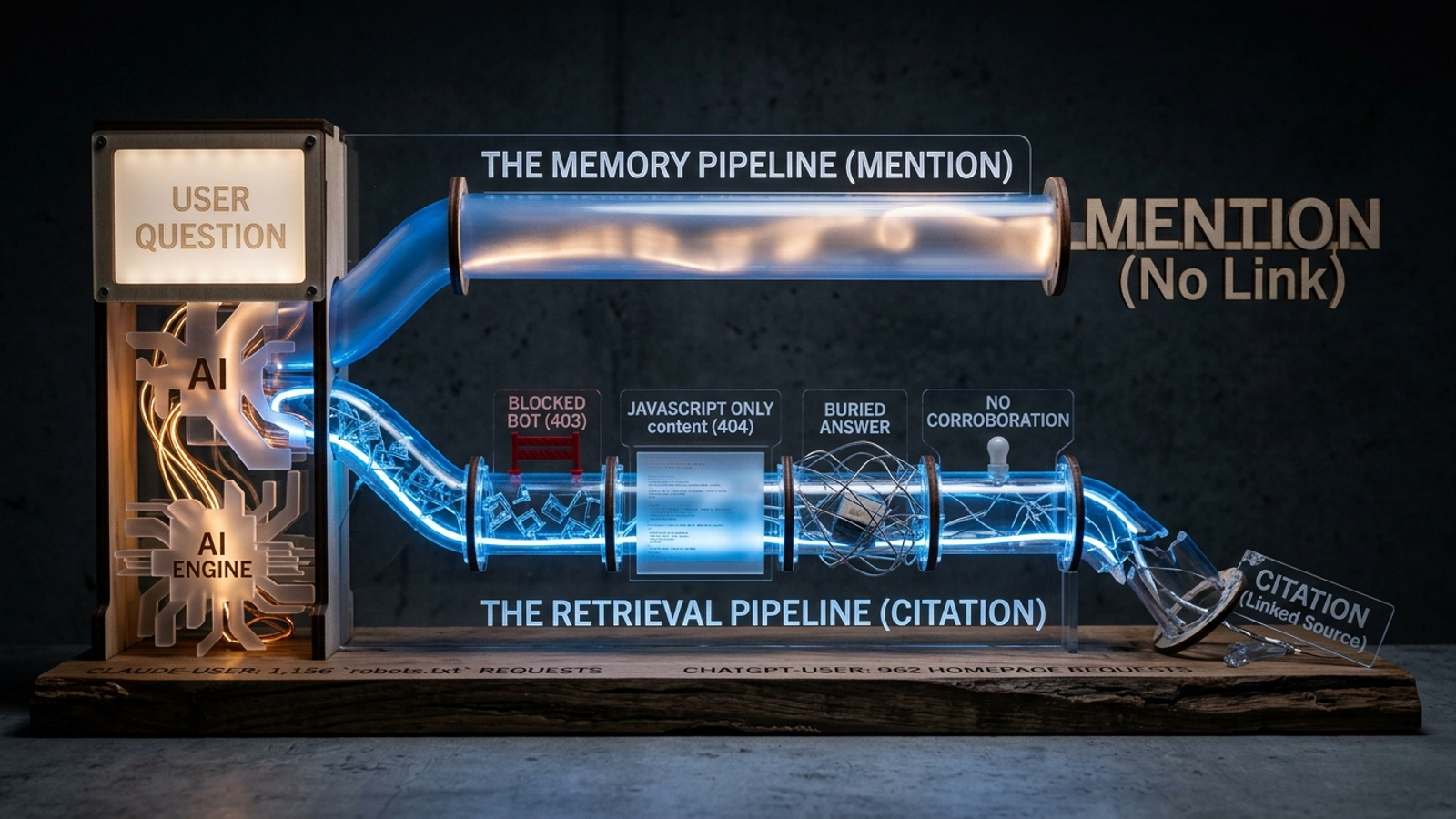 Cover image for: Mentioned but Not Cited? The Two Pipelines Behind AI Answers